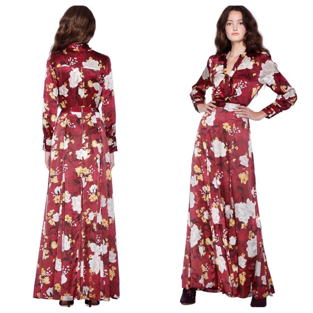 ALICE + OLIVIA Skirt Set - Maxi Skirt + Tie Neck Top Set